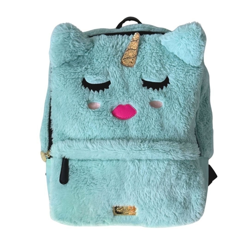 Luv Betsey by Betsey Johnson Mint Green Faux Fur Unicorn Cat Backpack